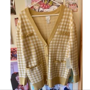NWT joie mustard yellow contrast button down cardigan